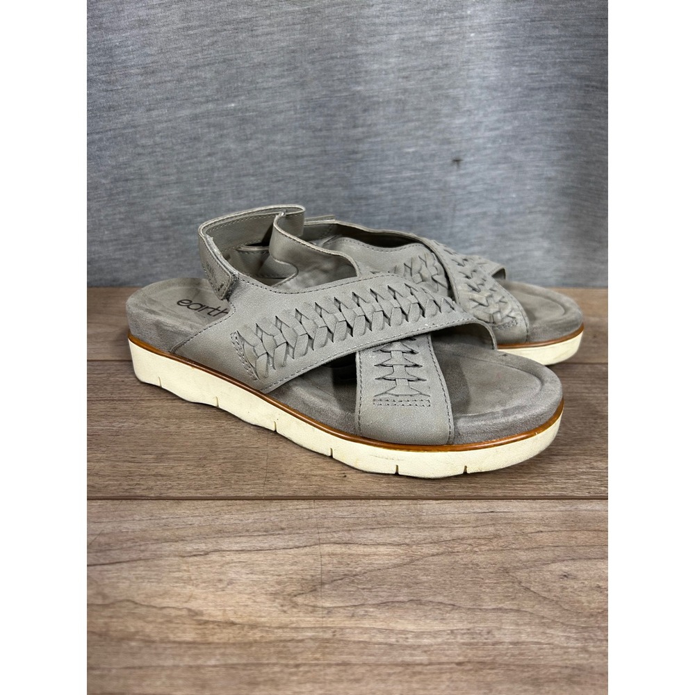Earth Etulia 3 Grey Woven Crisscross Platform Sandals Womens 8.5 M ETULIA3-T